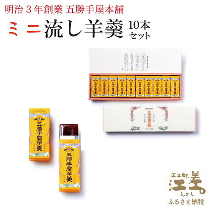 明治3年創業 五勝手屋本舗『ミニ流し羊羹（ようかん）』10本セット　金時豆のようかん　保存料不使用　五勝手屋羊羹の老舗　和菓子　銘菓　名物　贈答用　ギフト