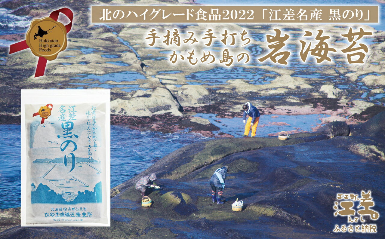 【ふるさと納税】かもめ島の岩海苔〈天然・無添加・手摘み手打ち〉【訳あり品・10組限定】北のハイグレード食品2022選定「江差名産 黒のり」　最高級の生干し板海苔　絶品海苔弁当　最高のおにぎり　国産海藻　北海道産