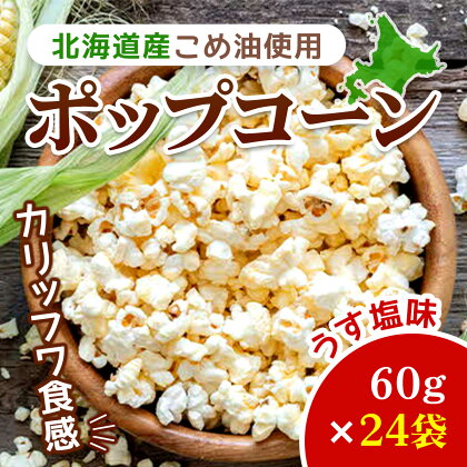 北海道産こめ油使用ポップコーン うす塩味（厚沢部町産とうもろこし使用）60g×24袋 ふるさと納税 人気 おすすめ ランキング ポップコーン こめ油 とうもろこし トウモロコシ うすしお お菓子 おやつ おつまみ 北海道 厚沢部 送料無料 ASH001