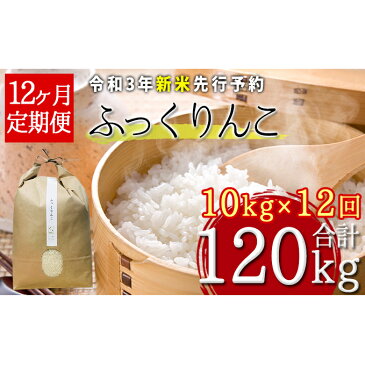 【ふるさと納税】【令和3年産新米・先行予約】北海道厚沢部産ふっくりんこ120kg(10kg×12ヶ月連続お届け)※2021年11月新米からお届け　【定期便・お米】　お届け：2021年11月中旬〜