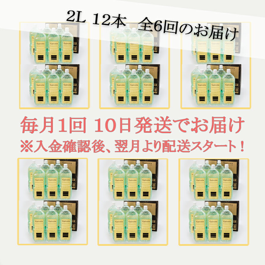 【ふるさと納税】＜定期便　Gaivota2箱（2L×12本）×6回＞　北のハイグレード食品　天然シリカ水 シリカ水 ミネラルウォーター シリカウォーター 軟水 北海道 乙部町 天然水 美容 ケイ素 無添加 シリカ ガイヴォータ 美肌 ミネラル コーヒー リピーター 6か月