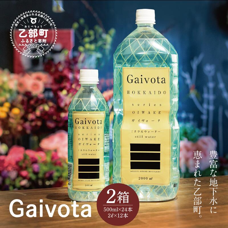 [Gaivota 1箱(500ml×24本/箱)+1箱(2L×6本/箱]北のハイグレード食品 天然シリカ水 ミネラルウォーター 軟水 北海道産 国産 北海道 乙部町 天然水 美容 ケイ素 無添加 シリカ ガイヴォータ 美肌 ミネラル 口当たり まろやか 備蓄 災害 災害用 非常用
