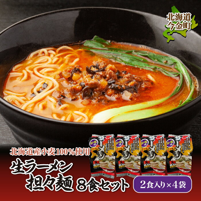 [北海道産小麦100%使用]生ラーメン(担々麺味)8食セット F21W-017