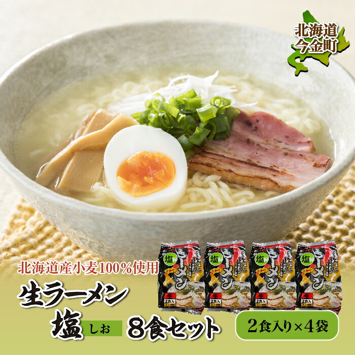 [北海道産小麦100%使用]生ラーメン(塩味)8食セット F21W-040