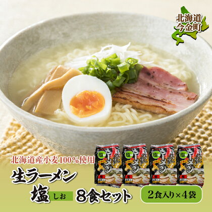 【北海道産小麦100%使用】生ラーメン（塩味）8食セット F21W-040