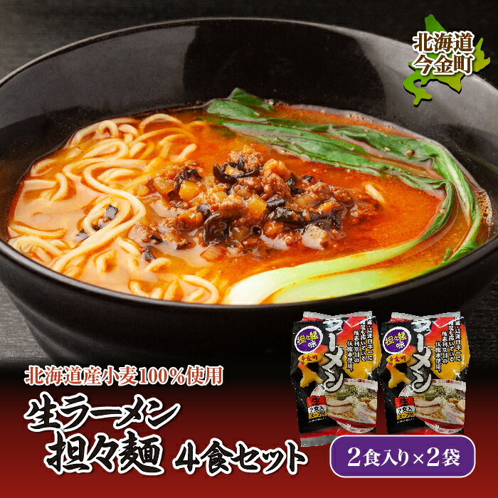 【ふるさと納税】【北海道 産 小麦 100%使用】生 ラーメン（坦々麺味）4食セット F21W-079｜らーめん 拉麺 タンタン麺 送料無料