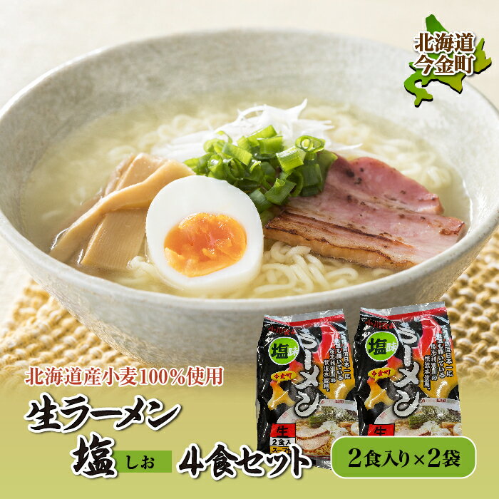 [北海道 産 小麦 100%使用]生 ラーメン(塩味)4食セット F21W-081|らーめん 拉麺 しお 送料無料