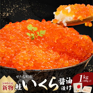 【ふるさと納税】【新物】北海道 せたな町産 笹谷商店 鮭いくら醤油漬け 1kg(500g×2パック) 天然秋鮭 鮭卵 お取り寄せ 丼 パスタ 通販 冷凍 海鮮