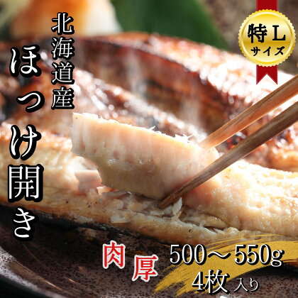 北海道産根ホッケ開き 特Lサイズ(500～550g)4枚 合計2～2.2kg　干物一夜干し真空パック