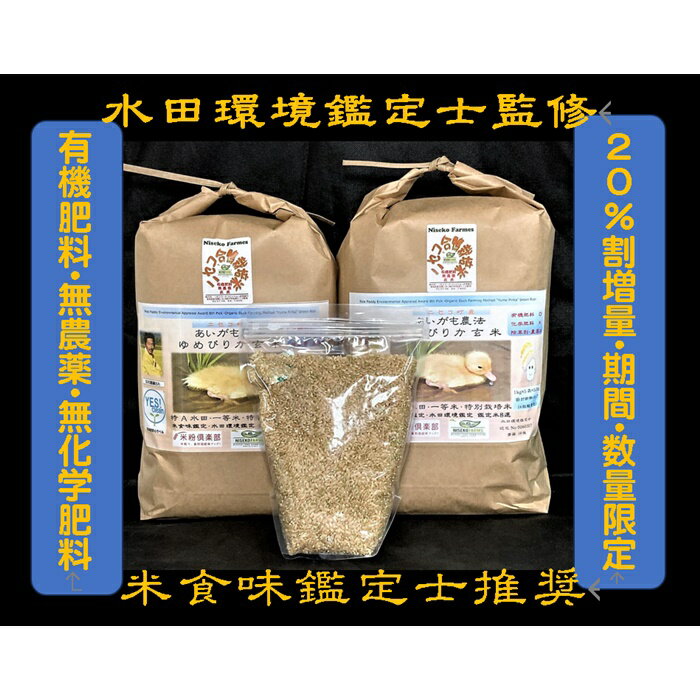 【12回定期便】【有機肥料使用／無農薬・無化学肥料】 令和5年度米 アイガモ農法ゆめぴりか 【玄米】10kg(1kg×10袋ガスバリア・脱酸素剤)　　水田環境鑑定米・米食味鑑定米【Yesclean農法認定品】【31125】