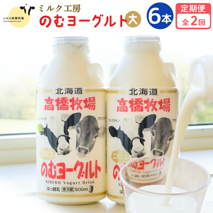 【ふるさと納税】【定期便:全2回】 のむヨーグルト 500ml 6本 ヨーグルト 飲むヨーグルト 濃厚 オンライン 申請 ふるさと納税 北海道 ニセコ町 乳製品 牛乳 健康 善玉菌 整腸 免疫力アップ 定期便 2ヶ月 月1回 朝食 おやつ ニセコ町 【03116】