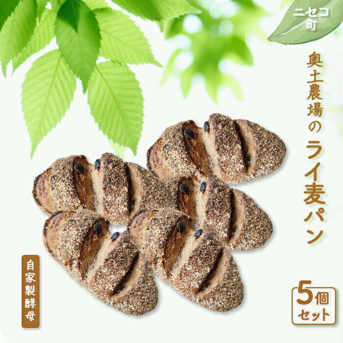 ライ麦パン 5個 セット | 自家製酵母 オンライン 申請 ふるさと納税 北海道 ニセコ ライ麦 パン ぱん 美味しいパン レーズン くるみ 朝食 朝ごはん スライス 道産小麦 冷凍パン 奥土農場 ニセコ町[42007]