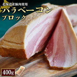 【ふるさと納税】バラベーコン ブロック 400g 1個 北海道産豚肉 豚肉 豚バラ ベーコン オンライン 申請 ふるさと納税 北海道 ニセコ 加工品 朝食 おかず おつまみ 冷蔵 保存料不使用 ニセコ町 エフエフ【24164】