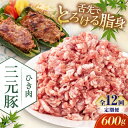 【ふるさと納税】 定期 三元豚 ひき肉600g ▼ 全12回 定期便《喜茂別町》【平田牧場】 肉 豚肉 ミンチ 豚ミンチ 餃子 つくね 冷凍配送 定期便 定期 ...