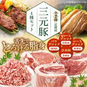 【ふるさと納税】 定期 三元豚 ロース・バラ・肩ロースブロック各600g・ひき肉 600g (300g×2パック) ▼ 全2回 定期便 《喜茂別町》【平田牧場】...