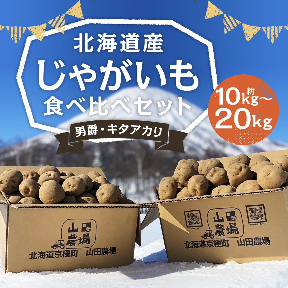 【ふるさと納税】北海道産じゃがいも 食べ比べセット 男爵・キタアカリ 約10kg/約20kg 選べる内容量 M～2Lサイズ混載 じゃがいも芋 野菜 山田農場 京極町産 北海道産 国産 送料無料【2025年9月下旬～2026年3月上旬に順次発送予定】