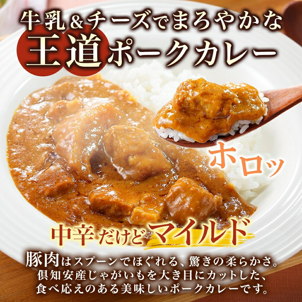 【ふるさと納税】 北海道 倶知安 ポークカレー 200g × 10食 中辛 カレー カレーライス レトルトカレー レトルト食品 レトルト 加工食品 おかず 惣菜 簡単 便利 時短 湯煎 レンジ ポーク 豚肉 野菜 じゃがいも スパイス 人気 グルメ お取り寄せ ギフト 送料無料 倶知安町