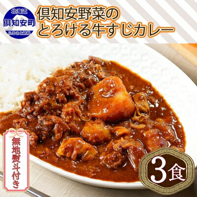 無地熨斗 倶知安 牛すじカレー 中辛 計3個 北海道 レトルト食品 牛すじ 野菜 じゃがいも お取り寄せ グルメ スパイス おかず お肉 牛肉 加工食品 レトルト