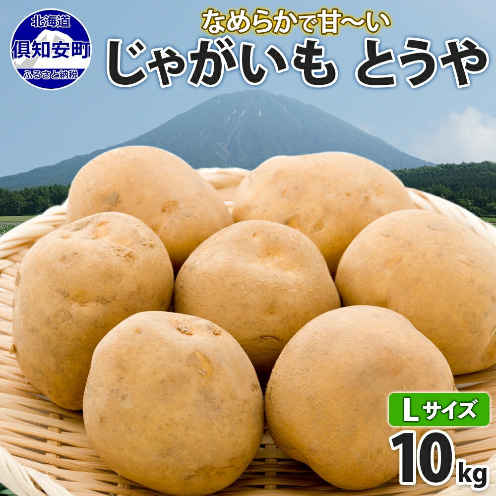 名称じゃがいも とうや内容量じゃがいも　とうや Lサイズ 10kg前後 【原産地】北海道倶知安町産地北海道倶知安町産事業者日本ふるさと創生株式会社配送方法常温配送お届け時期2024年8月中旬～9月中旬備考※画像はイメージです。 ※こちらの商品は、沖縄県・離島へのお届けは出来ません。 ※到着日の指定はお受けできません。 ※天候や収穫状況により手配ができない場合は別途ご連絡させていただく場合がございます。 ※お申込限度数に達した場合は、予告なく締切日前にお申込みを締切る場合がございますので、あらかじめご了承ください。 ※農作物のため、サイズ・見た目に個体差がありますが、採れたての品質や風味豊かな味は変わらず美味しくお召し上がりいただけます。 ※商品到着後は、冷暗所で保管し早めにお召し上がりください。 ・ふるさと納税よくある質問はこちら ・寄附申込みのキャンセル、返礼品の変更・返品はできません。あらかじめご了承ください。【ふるさと納税】北海道産 じゃがいも とうや Lサイズ 10kg 馬鈴薯 黄爵 ジャガイモ ポテト 芋 いも 旬 イモ 野菜 農作物 産地直送 産直 常温 北海道 お取り寄せ 送料無料 倶知安町　【 羊蹄山 カレー 肉じゃが 】　お届け：2024年8月中旬～9月中旬 【2024年8月中旬～9月中旬】 調理で扱いやすいじゃがいもを、約10kgたっぷりお届け！ 北海道産・旬の食材をご堪能くださいませ。 ■北海道生まれの馬鈴薯 しっとりとしていて、粉っぽさがないジャガイモ「とうや」。 中の色が黄色く、気品ある味わいのため「黄爵（とうや）」と名付けられました。 加熱しても煮くずれしにくいため、煮物や炒め物などに向いているのが特徴。 様々なお料理に使いやすい品種です。 しっとりとした肉質にほんのり甘い味。 ホクホク感は控えめで粉っぽくなく、なめらかな食感をお楽しみいただけます。 《おすすめ料理》 ・煮もの ・炒めもの カレーや肉じゃが、アヒージョなどの煮込み料理や、 ジャーマンポテト、野菜炒めなどの炒め料理にぴったりです。 《保存方法》 太陽や蛍光灯などの明かりを避け、風通しのよい冷暗所で保存して下さい。 ■JAようてい ジャガイモ 北海道倶知安町にある、「JAようてい」から産地直送でお届けします。 じゃがいもを育てている羊蹄山麓は、火山灰の土壌でジャガイモづくりに適した環境。 羊蹄山の伏流水が染みわたる肥沃な大地、きれいな空気、厳しい寒暖差で育つ実は甘くてコクのある味わいに。 太陽をたっぷり浴びた、健康で栄養豊かなじゃが芋をどうぞご堪能ください。 寄附金の用途について ・町におまかせ（町長に一任） 町長に使い道を一任いただき、より良いまちづくりのために必要な幅広い事業に活用させていただきます。 ・北海道新幹線倶知安駅整備事業 ・環境・景観保全に関する事業 ・国際観光リゾート地創出事業 ・「スキーの町」振興に関する事業 ・福祉環境づくりに関する事業 ・子育て支援体制の充実に関する事業 ・子どもの教育の充実に関する事業 受領証明書及びワンストップ特例申請書のお届けについて ワンストップ特例をご利用される場合、1月10日までに申請書が当庁まで届くように発送ください。 マイナンバーに関する添付書類に漏れのないようご注意ください。 ▽申請書のダウンロードをされる場合はこちら https://event.rakuten.co.jp/furusato/guide/onestop/