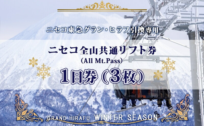 【ふるさと納税】ニセコ 全山共通 リフト券 All Mt.Pass 1日券 【3枚】 2025-2026シーズン スキー リフト券 スポーツ 羊蹄山 雪 パウダースノー ニセコ 倶知安町 スキー場 冬山 雪山 ウインタースポーツ スノボ 　お届け：2025年11月25日以降順次出荷