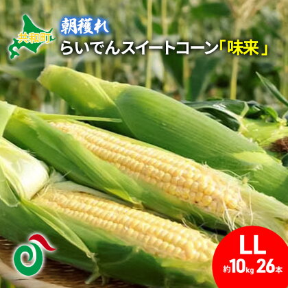 とうもろこし らいでん スイートコーン 味来 LL規格 約10kg 北海道　【 トウモロコシ コーン 野菜 北海道産 】　お届け：2024年7月中旬～7月末頃まで