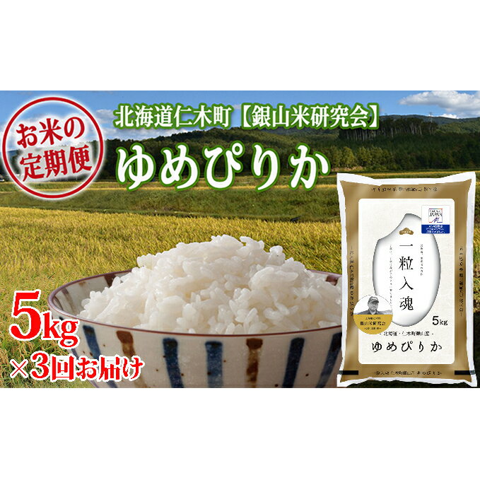 【ふるさと納税】3ヶ月連続お届け【ANA機内食に採用】銀山米研究会のお米＜ゆめぴりか＞5kg　【定期便・米・お米・ゆめぴりか】