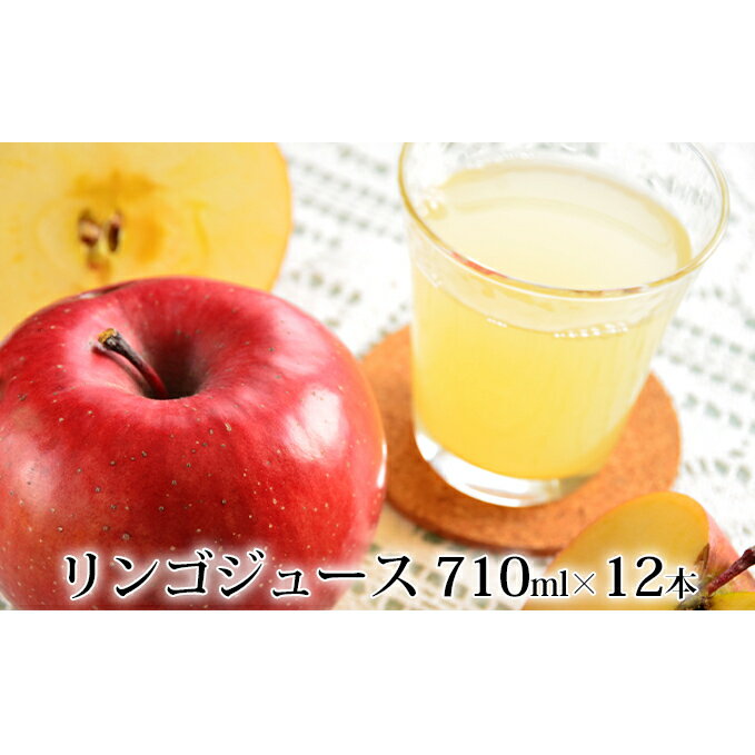 峠のふもと紅果園の完熟！リンゴジュース710ml×12本セット　【飲料類・果汁飲料・りんご・ジュース】