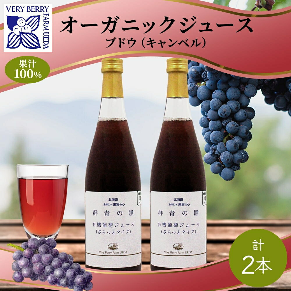 楽天北海道仁木町【ふるさと納税】オーガニック 有機 キャンベル ブドウ ジュース 710ml 2本 セット 群青の瞳 ぶどう 果汁 100％ お取り寄せ ギフト セット 新鮮 果汁100％ 北海道 仁木町　【0】　お届け：2024年2月10日より順次出荷