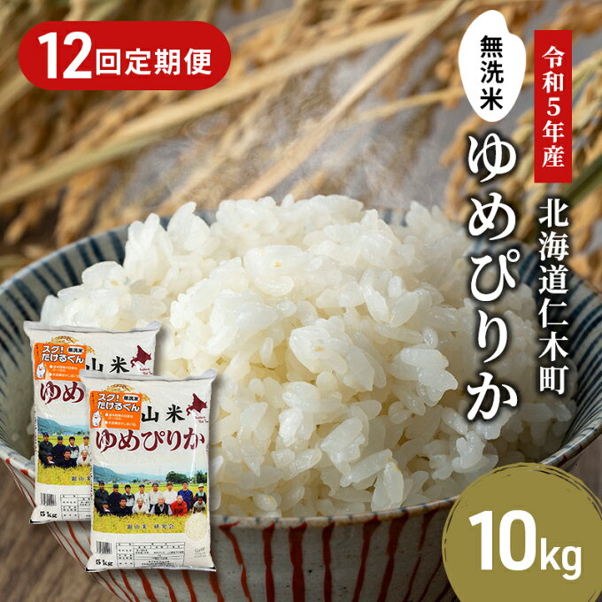 【ふるさと納税】12ヵ月連続お届け　銀山米研究会の無洗米＜ゆめぴりか＞10kg【機内食に採用】　【定期便・ ライス 白米 精米 ブランド米 おにぎり お弁当 北海道産 産地直送 ご飯 時短 朝ごはん 夜ごはん 昼ごはん 】