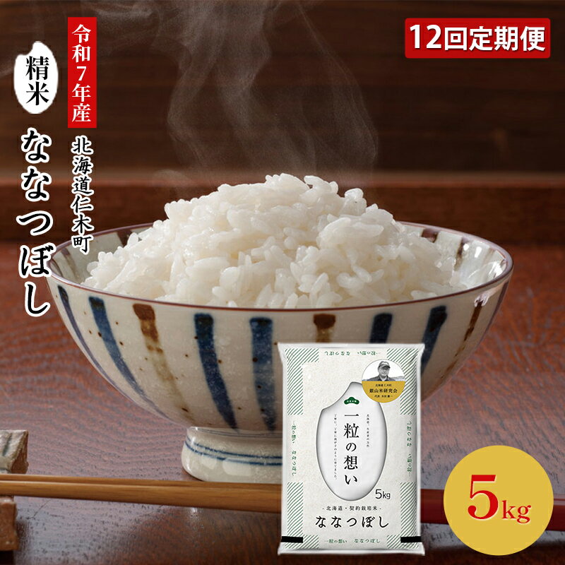 117位! 口コミ数「0件」評価「0」12ヵ月 定期便 銀山米研究会のお米＜ななつぼし＞5kg×1袋　ご飯 ライス 白米 和食 炭水化物 主食 おにぎり お弁当 銘柄米 ブランド米 産地直送 [株式会社 松原米穀]