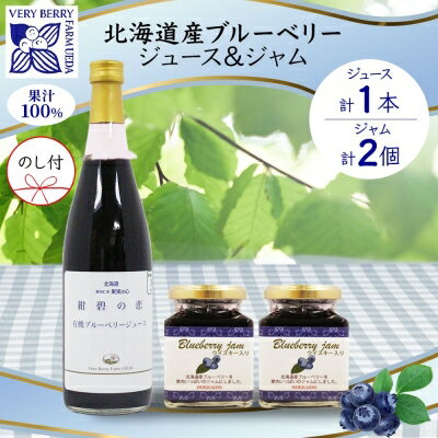 無地熨斗 北海道産 ブルーベリージュース 710ml 1本 ブルーベリージャム 180g 2個セット 熨斗 ブルーベリー 詰め合わせ 果汁100 ジュース ジャム瓶 フルーツ 果物 自然農園 お取り寄せ のし 果汁飲料