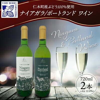 【ふるさと納税】ナイアガラ ポートランド ブドウ ワイン 720ml 2本 飲み比べ セット 葡萄 ぶどう 果実 果実酒 お酒 アルコール 白ワイン 辛口 お取り寄せ ギフト gift ボトル 紙箱 御中元 お中元 自然農園　【 果実酒 】