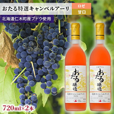 24位! 口コミ数「0件」評価「0」【2本】おたる特選キャンベルアーリ（ロゼ／甘口）　【 お酒 アルコール ワイン 甘い 濃密 華やか 香り 魅力的 食前酒 高品質 金賞 】