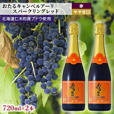 名称日本ワイン内容量おたるキャンベルアーリ スパークリングレッド（赤／やや甘口）720ml×2本 アルコール度数10％ 原材料ぶどう(日本産)/炭酸ガス、酸化防止剤(亜硝酸塩)保存方法-加工業者おたるキャンベルアーリ スパークリングレッド(赤／やや甘口)　720ml×2本アルコール度数10%事業者JA新おたる配送方法常温配送備考※画像はイメージです。 ※20歳未満の飲酒は法律で禁止されています。20歳未満の申し受けは致しておりません。 ※ビンは割れ物ですので、強い衝撃を与えたり、加熱・冷凍はしないで下さい。 ※キャップの切り口や突起部でケガをしないようご注意下さい。 ※【ワインの年産について】お申し込み後に北海道ワインより出荷される年産になります。 ・ふるさと納税よくある質問はこちら ・寄附申込みのキャンセル、返礼品の変更・返品はできません。あらかじめご了承ください。【ふるさと納税】【2本】おたるキャンベルアーリ　スパークリングレッド（赤／やや甘口）　【 お酒 アルコール ワイン 甘い 冷やして 爽やか 香り 食事 人気 BBQ アウトドア 】 グラスに映える綺麗なルビーレッド色に、生食用キャンベルアーリの華やかな香りと果実味溢れる豊かな甘さがとけこみました。 キリリと冷やして爽やかな飲み口を楽しむことができる瑞々しい味わいのスパークリングワインです。 親しみやすくジューシーで人気の生食用葡萄キャンベルアーリをスパークリングワインにしました。 爽やかな飲み口に葡萄の瑞々しさを感じ、甘い香りを残しながらも、赤ワインらしいさっぱりとした酸味が特徴です。 そのまま飲んでいただくのは勿論、多様な料理とのマリアージュも楽しんでいただけます。 フレッシュチーズ、生ハムやサーモンのマリネ、トマトソース系のピザやパスタ、BBQ（カルビ、ラム、豚バラ、鹿肉等）のお供にぴったりな一本となっています。キリリと冷やしてお楽しみください！ 赤／やや甘口 アルコール度数10％ サクラアワード2020 ゴールド受賞 寄附金の用途について 自治体におまかせ 受領証明書及びワンストップ特例申請書のお届けについて 入金確認後、注文内容確認画面の【注文者情報】に記載の住所にお送りいたします。発送の時期は、入金確認後1～2週間程度を目途に、お礼の特産品とは別にお送りいたします。 ■　ワンストップ特例について ワンストップ特例をご利用される場合、1月10日までに申請書が当庁まで届くように発送ください。 マイナンバーに関する添付書類に漏れのないようご注意ください。 ▽申請書のダウンロードはこちら https://event.rakuten.co.jp/furusato/guide/onestop/