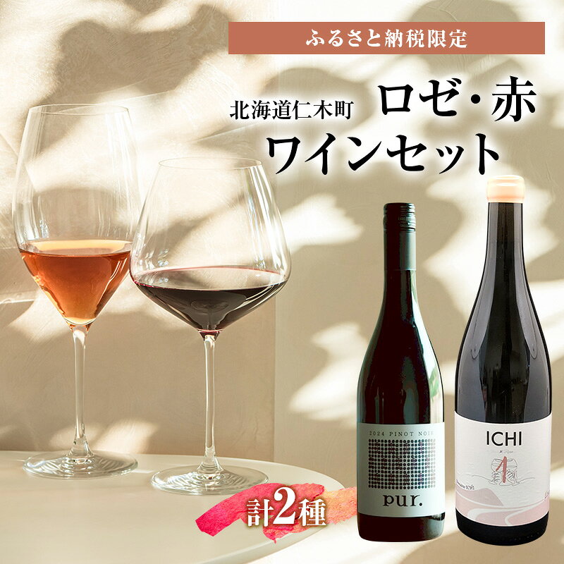 【ふるさと納税】ふるさと納税限定セット 北海道仁木町 ロゼ・赤2本セット【Domaine ICHI×ピュール】 お酒 酒 果実酒 晩酌 葡萄 ぶどう ブドウ 料理 食事 お祝い 北海道 仁木町 飲み比べ