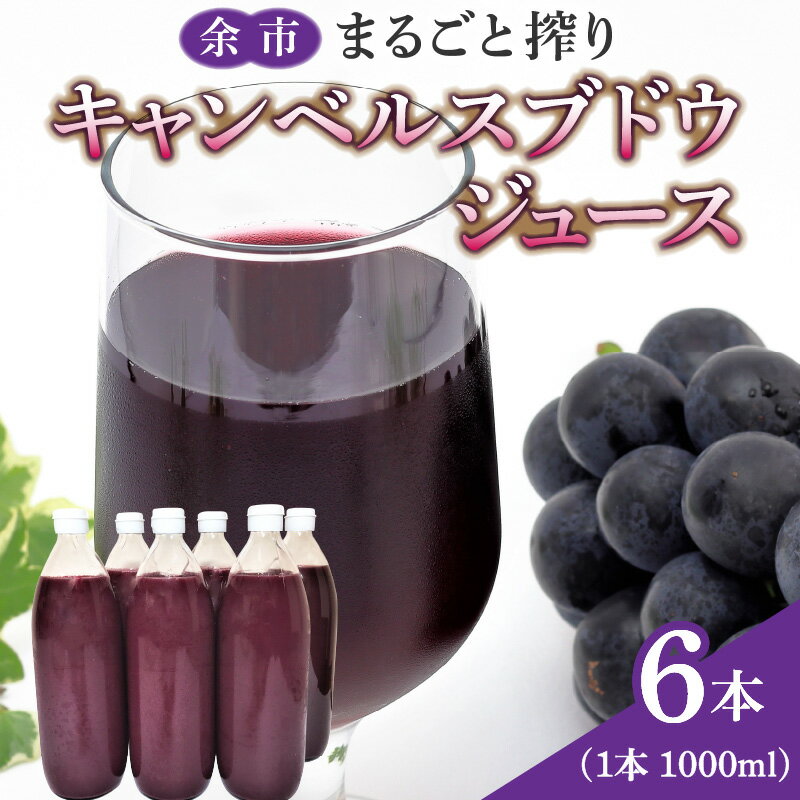 【ふるさと納税】余市まるごと搾り キャンベルス ブドウ ジュース 6本 セット 果汁飲料 果実飲料 ストレート 果物 飲料 お取り寄せ 北海道 余市町 送料無料