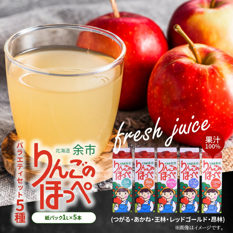 【ふるさと納税】りんごの産地 北海道産 りんごジュース アップルジュース りんごのほっぺ バラエティセット 5種 1L×各1本 計5本 果汁100% 紙パック ...