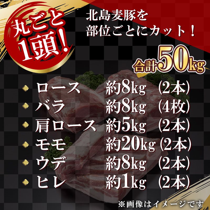 【ふるさと納税】【農場直送】 北海道産 北島麦豚 1頭丸ごとセット 計約50kg