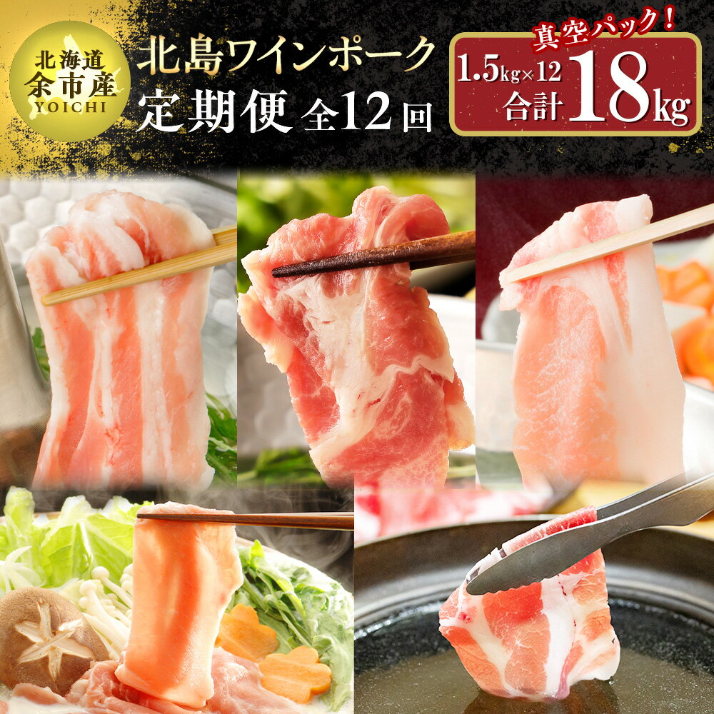 【ふるさと納税】【定期便全12回】【農場直送】真空パック 北海道産 北島ワインポーク しゃぶしゃぶ全部位 食べ比べセット 1.5kg 全計18kg【小分け】豚肉...