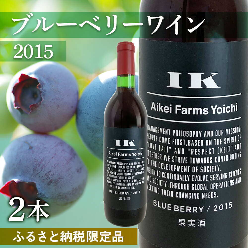 【ふるさと納税】 ブルーベリーワイン 2015 2本 ＜ アイケイファーム余市 ＞ ふるさと納税限定 ブルーベリー ワイン お祝い 記念日 誕生日 女子会 プレゼント 贈り物 ギフト 北海道 余市町 送料無料