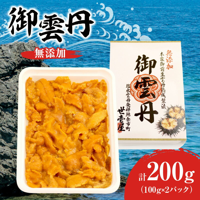 【ふるさと納税】世壱屋 御雲丹100g（チリ産） 2pc 世壱屋 ウニ 海の幸 とろける 濃厚 コク 甘み 海産物 旨味 美味しい すっきり 海鮮 絶品 寿司 冷凍便 ご飯のお供 お取り寄せ お取り寄せグルメ 北海道 余市町 送料無料