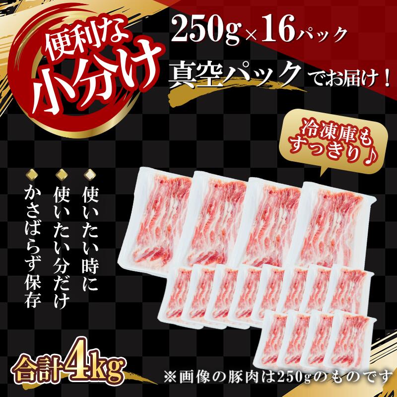 【ふるさと納税】【農場直送】真空パック 北海道産 北島ワインポーク 焼肉用バラ 4kg【小分け】 2