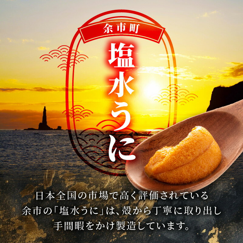 【ふるさと納税】【先行予約：2025年6月以降発送】余市産最高ランク「 塩水うに ( エゾバフンウニ ) 」 100g × 2個 余市産 うに 塩水パック 高品質 厳選 海鮮 グルメ 特産品 名産品 産地直送 鮮度 ギフト 贈答品 料亭 寿司 北海道 余市町 送料無料