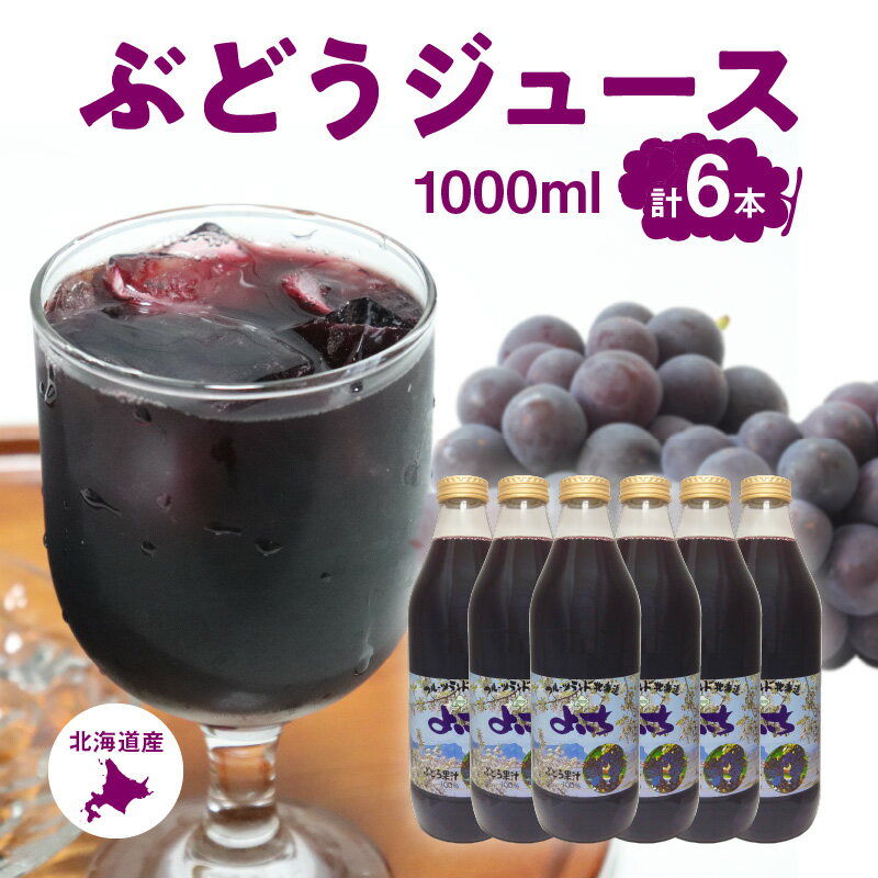 【ふるさと納税】【北海道産】ストレート ぶどうジュース ぶどう果汁100% 1000ml×6本 セット 甘み 酸...