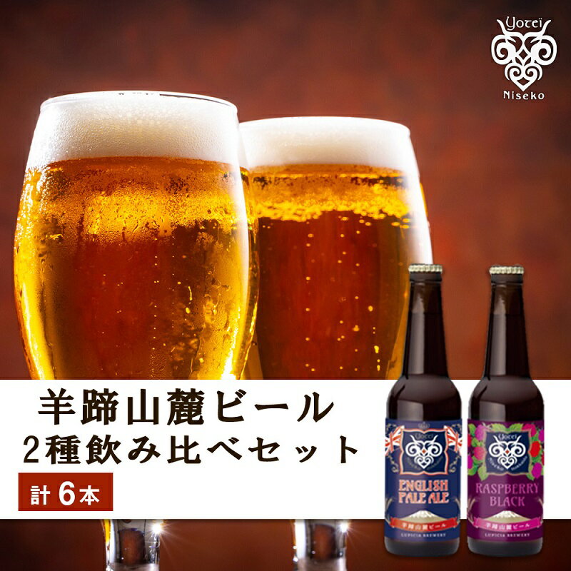 【ふるさと納税】【羊蹄山麓ビール】2種飲み比べセット（計6本）酒 お酒 ビール 瓶ビール ペールエール フルーツビール ラズベリー ギフト 贈り物 プレゼント お祝い 退職祝い 家飲み お中元 父の日 誕生日 記念日 国産 人気 北海道限定 お取り寄せ 北海道 余市町 送料無料 1