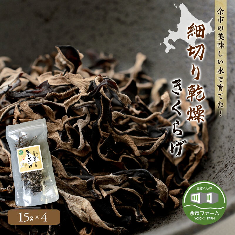 余市の美味しい水で育てた！ 細切り 乾燥 きくらげ 15g × 4 日本きくらげ 余市ファーム