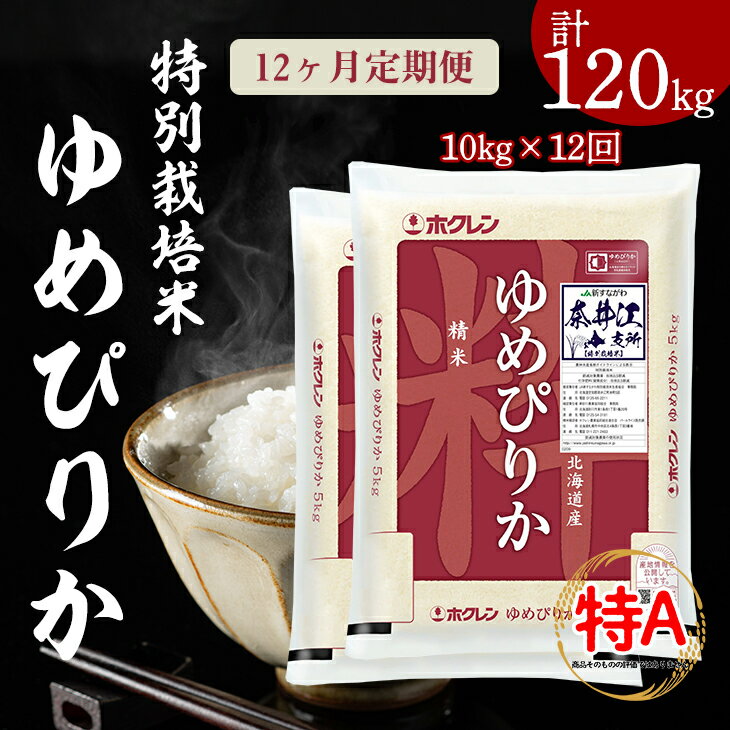 【ふるさと納税】日経トレンディ「米のヒット甲子園」大賞受賞『特栽米ゆめぴりか5kg×2袋』定期便！毎月1回・計12回お届け