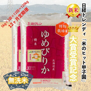 【ふるさと納税】[R2AT04]日経トレンディ「米のヒット甲子園」大賞受賞「特栽米ゆめぴりか無洗米5kg×2袋」12ヶ月定期便