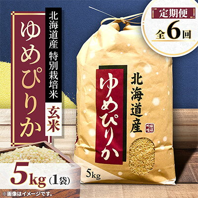 【毎月定期便】特別栽培米 北海道産ゆめぴりか5kg 美味しい玄米 特Aランク 全6回【4093888】