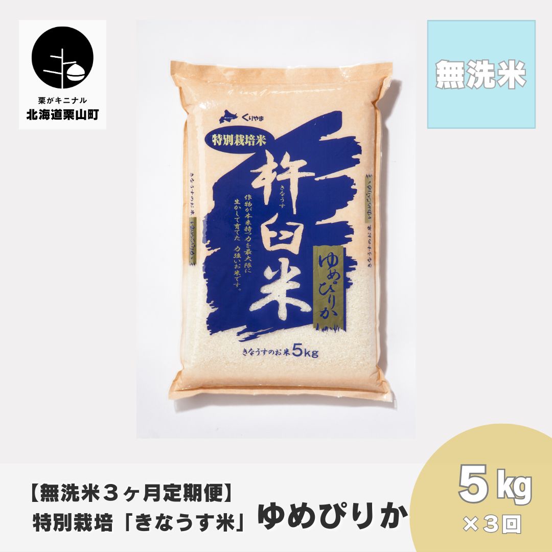 【ふるさと納税】【無洗米3ヶ月定期便】特別栽培「きなうす米」ゆめぴりか5kg×3回